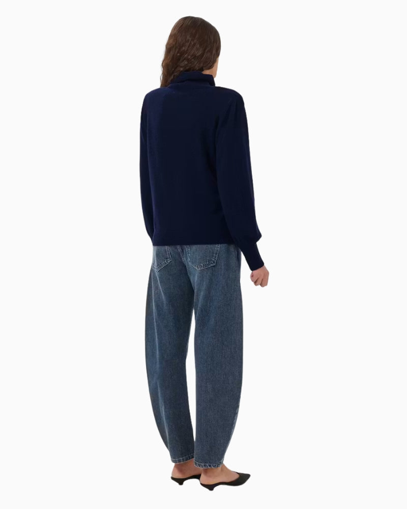 My Essential Wardrobe Jola Rollneck Pullover in Blue back view