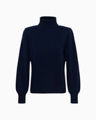 My Essential Wardrobe Jola Rollneck Pullover in Blue fabric detail