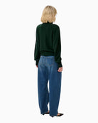 My Essential Wardrobe Jola Rollneck Pullover in Green back view