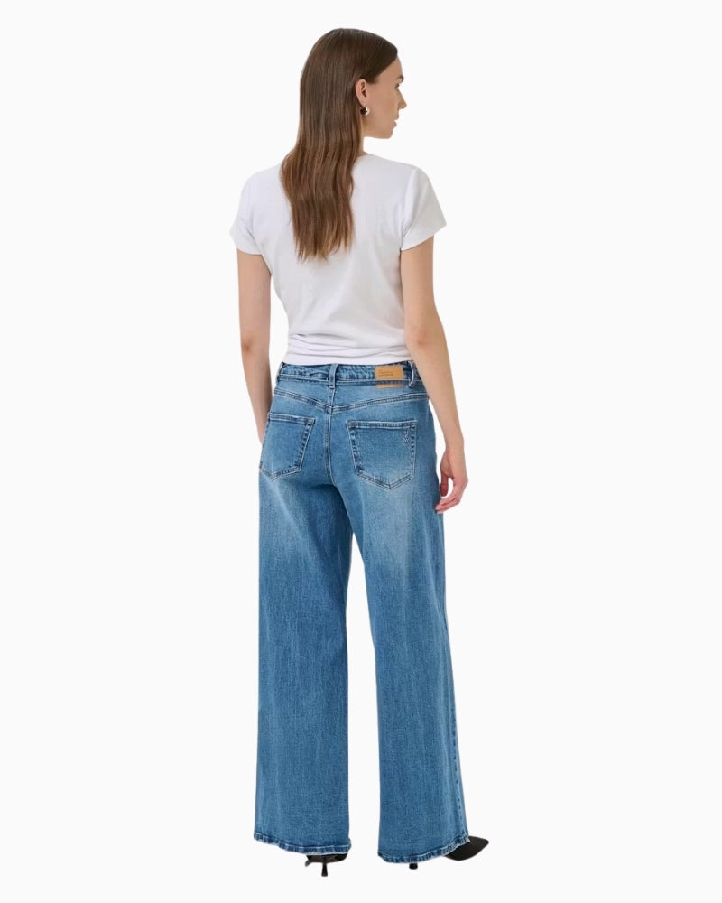 My Essential Wardrobe Karo 144 Mid X-Wide Jeans medium blue wash back view