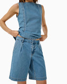My Essential Wardrobe Lara shorts waistband pleat detail
