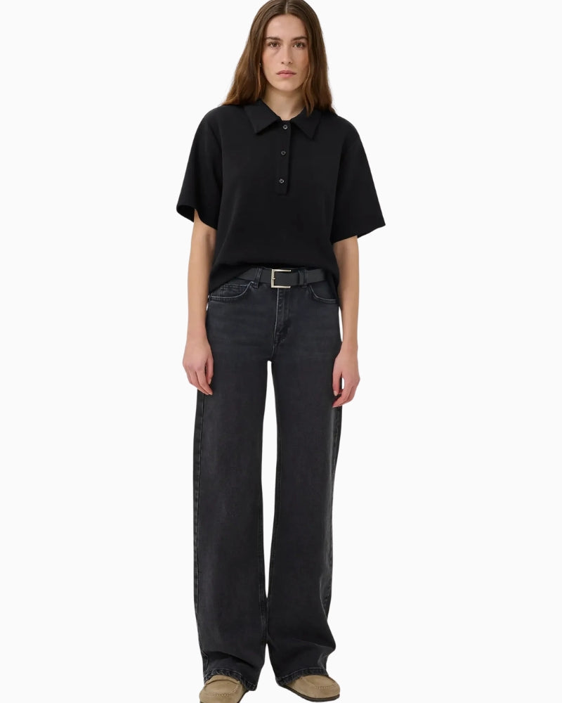 My Essential Wardrobe MWHelle Polo Tee placket detail