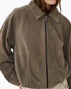 My Essential Wardrobe MWPetra Suede Jacket major brown collar detail