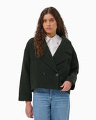 My Essential Wardrobe MW Frannie Maggie Short Jacket in Dark Green model front view