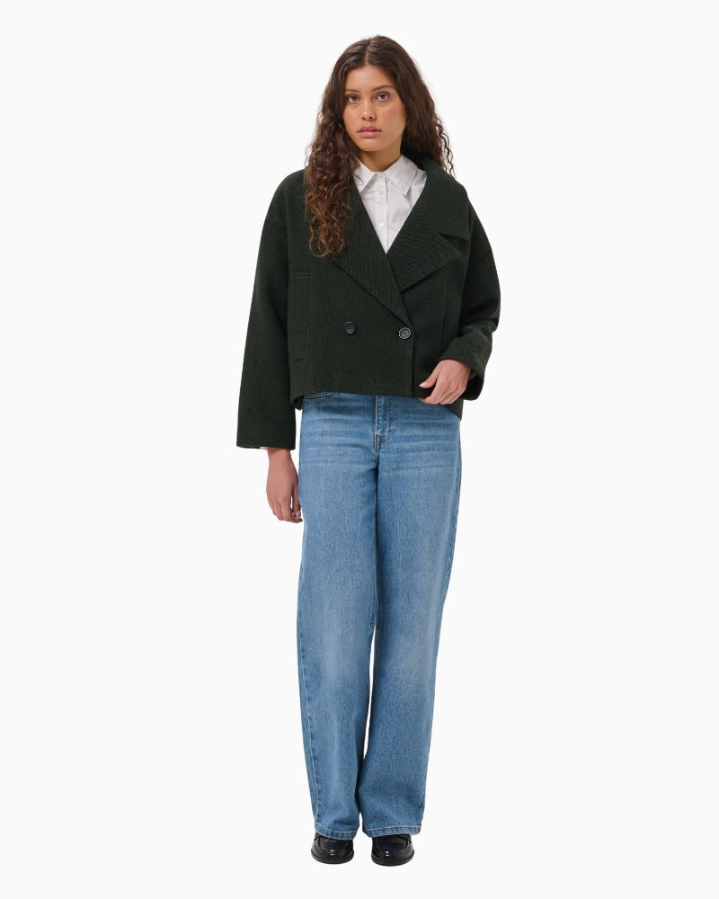 My Essential Wardrobe MW Frannie Maggie Short Jacket in Dark Green styled view
