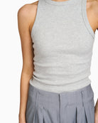 My Essential Wardrobe Mandy Rib Top light grey rib detail