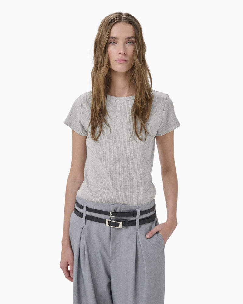 My Essential Wardrobe Mandy Tee light grey melange front view