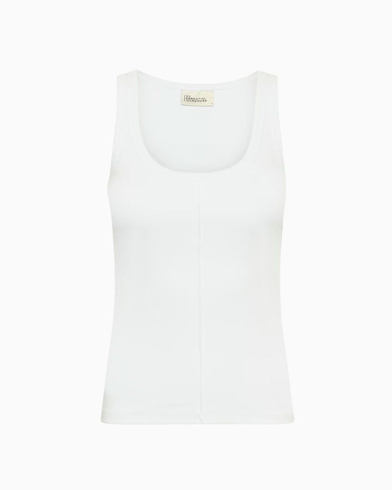 My Essential Wardrobe Mandy white ribbed tank top front view