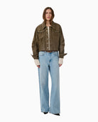 My Essential Wardrobe Mateo Leather Jacket olive front view
