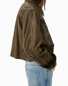 My Essential Wardrobe Mateo Leather Jacket olive side view