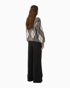 My Essential Wardrobe Paloma Check Knit Cardigan brown back view