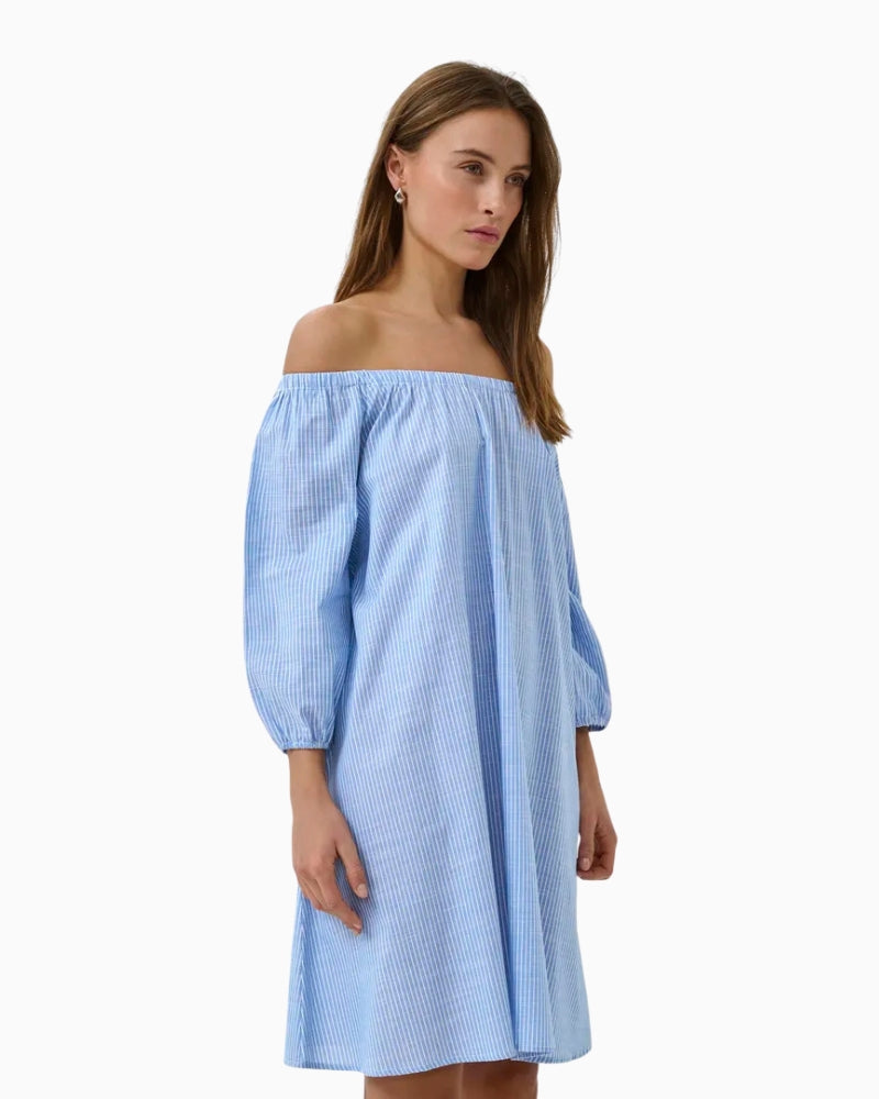 My Essential Wardrobe Skye dress in blue side view
