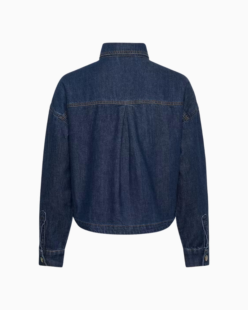 My Essential Wardrobe Solia Denim Shirt in Dark Denim back view