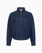 My Essential Wardrobe Solia Denim Shirt in Dark Denim button front detail