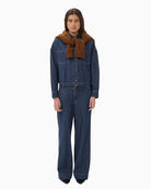 My Essential Wardrobe Solia Denim Shirt in Dark Denim front view