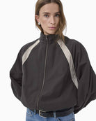 My Essential Wardrobe Tasma Track Jacket dark grey fabric detail