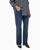 My Essential Wardrobe The Louis High Wide Jeans in Dark Denim front view