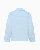 My Essential Wardrobe blue shirt flat back view boxy fit
