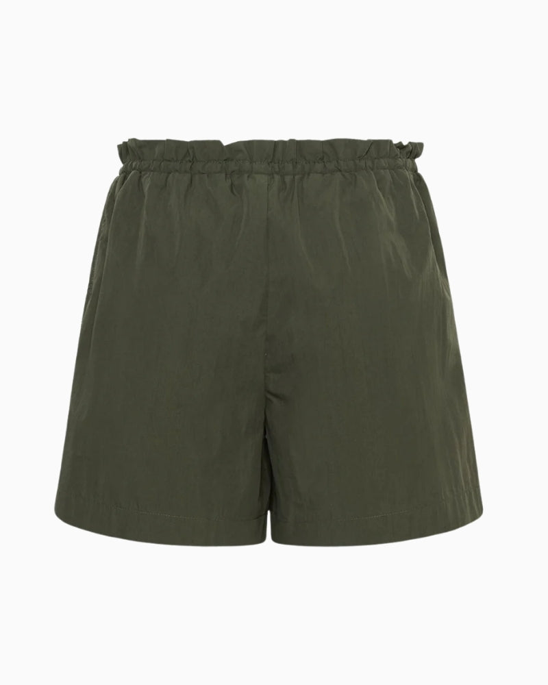 My Essential Wardrobe green drawstring shorts back view