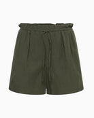 My Essential Wardrobe green shorts close-up waistband drawstring detail