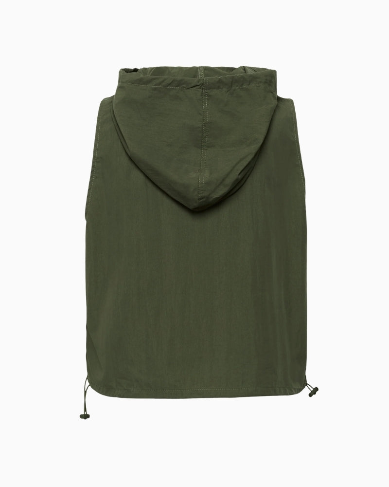 My Essential Wardrobe green sleeveless waistcoat back view