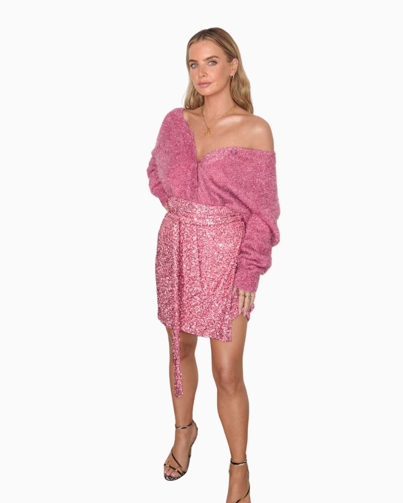 Never Fully Dressed - Pink Metallic Cardigan