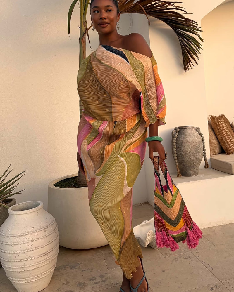 Never Fully Dressed Abstract Tilly Dress multicolour full front view