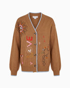 Never Fully Dressed Amore Astrid Cardigan in Camel front view