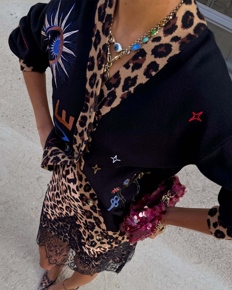Never Fully Dressed Amore Astrid Cardigan in black cuff detail