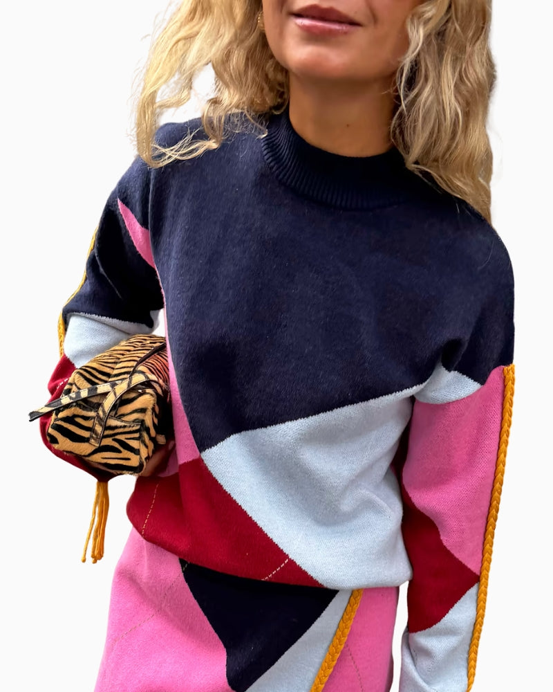 Never Fully Dressed Argyle Knit Jumper in Multi front view