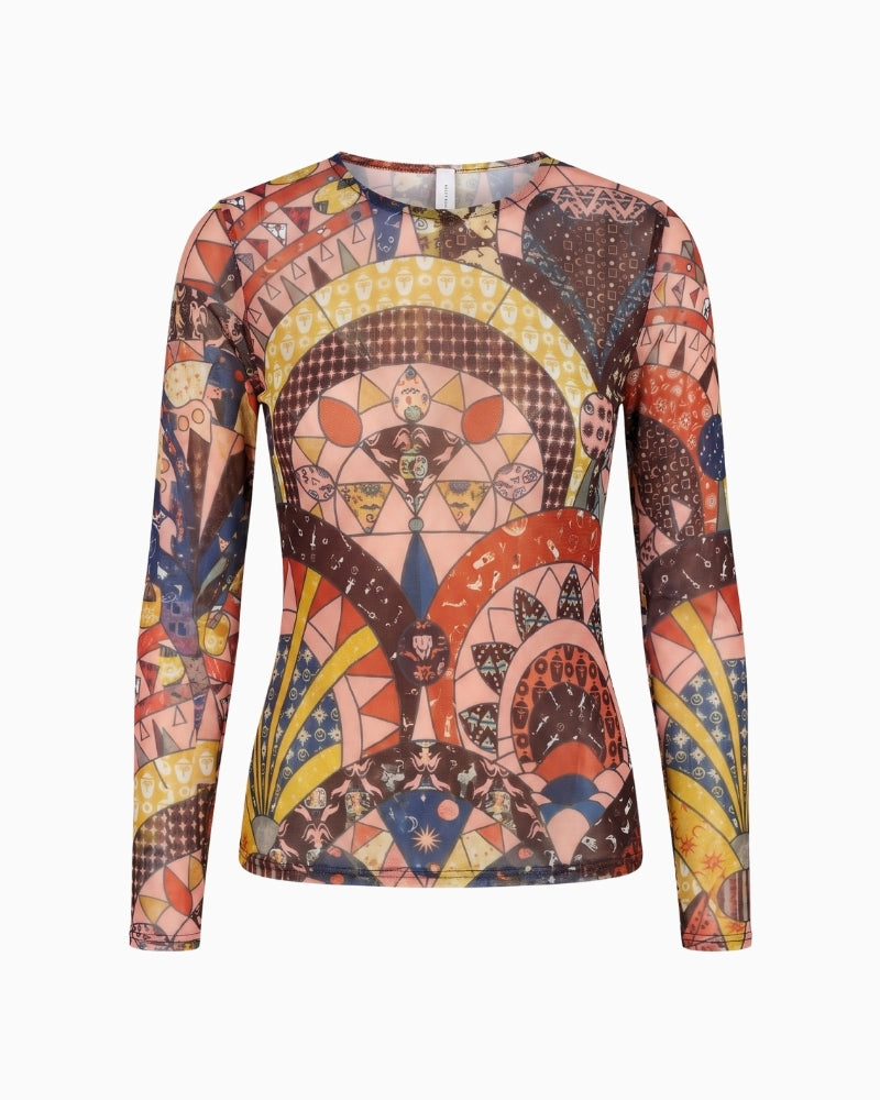 Never Fully Dressed Casablanca Mest Top in Multi front view