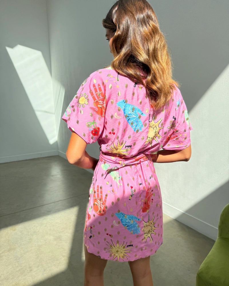 Never Fully Dressed Celestial Mini Dress in Pink back view