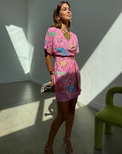 Never Fully Dressed Celestial Mini Dress in Pink print detail