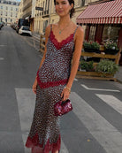 Never Fully Dressed Deer Aurelia Top in brown asymmetric lace hem detail