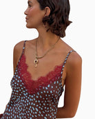 Never Fully Dressed Deer Aurelia Top in brown spot print detail