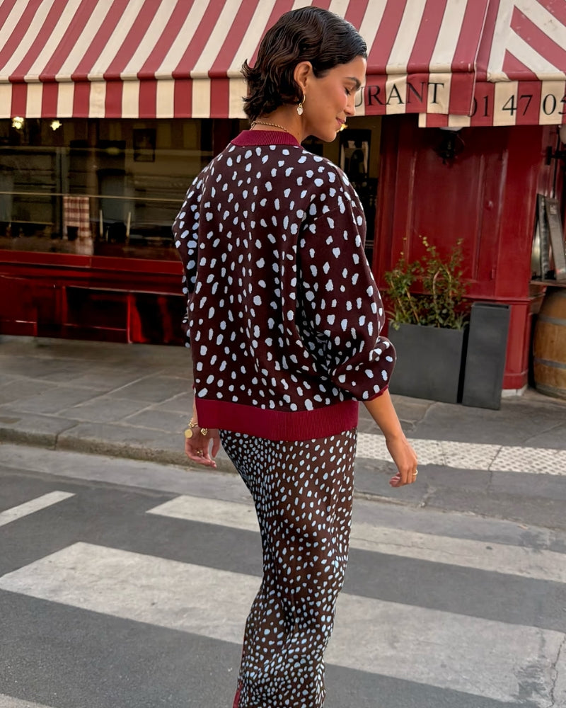 Never Fully Dressed Deer Cardigan in brown back view