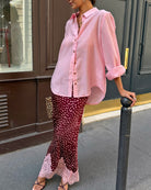 Never Fully Dressed Deer Maeva Skirt in burgundy pink lace hem detail