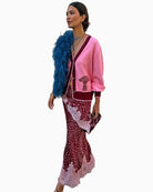 Never Fully Dressed Deer Maeva Skirt in burgundy pink lace hem detail