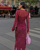 Never Fully Dressed Deer Mesh Top in burgundy back view
