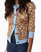 Never Fully Dressed Deer Print Hollie Cardigan beige detail embroidery