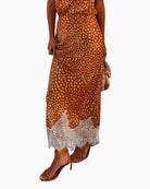 Never Fully Dressed Deer Print Maeva Skirt in brown front view