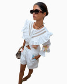 Never Fully Dressed Dreamer Willa top white styled with shorts