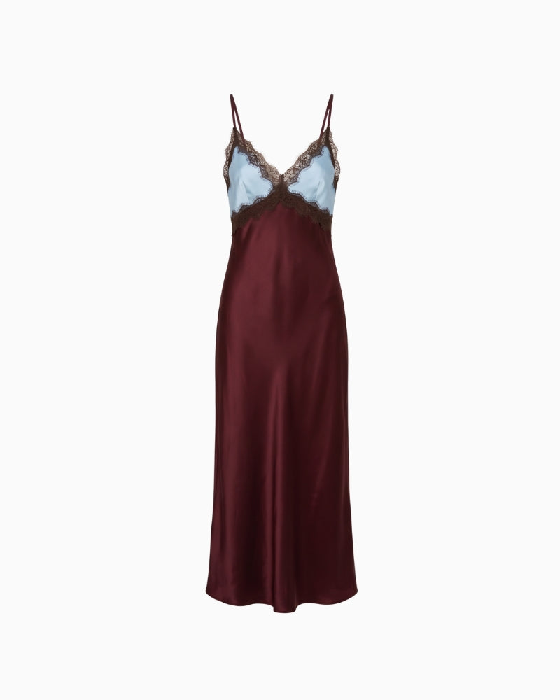 Never Fully Dressed Eden Dress in burgundy front view