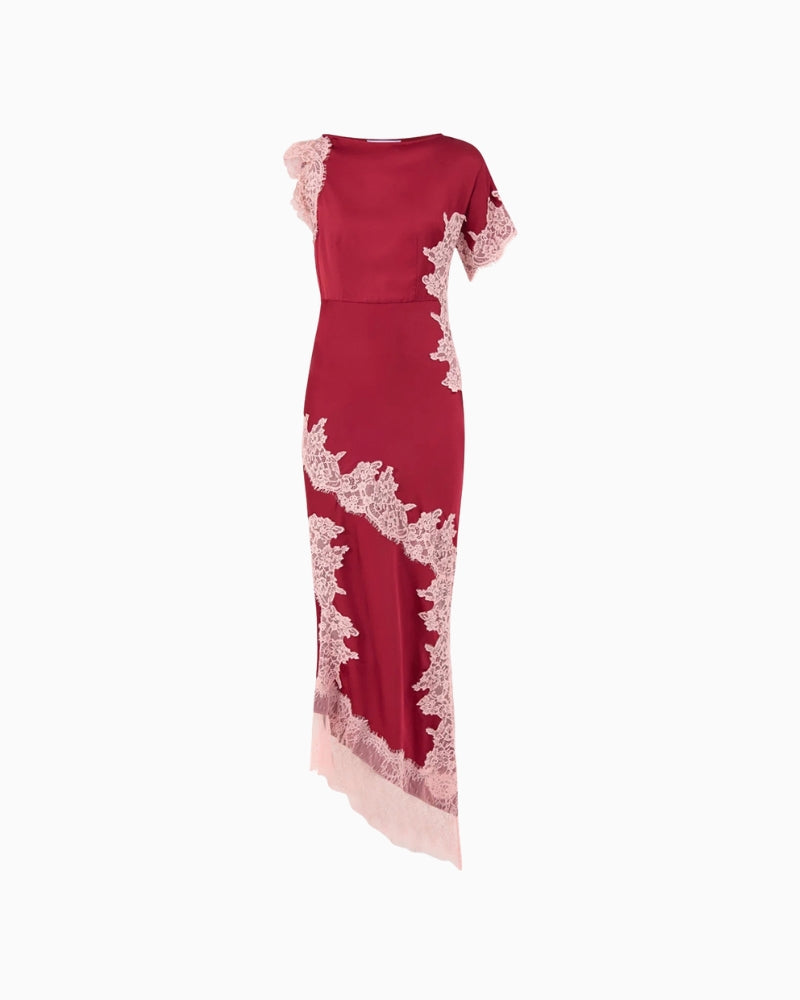 Never Fully Dressed Fearne Dress in Burgundy high neckline detail