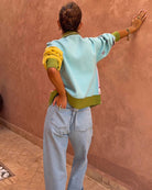Never Fully Dressed Geometric Palm Cardigan in multi back view