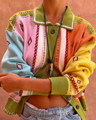 Never Fully Dressed Geometric Palm Cardigan in multi front view