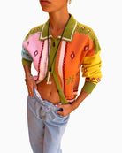 Never Fully Dressed Geometric Palm Cardigan with jacquard motif detail