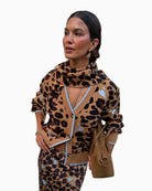 Never Fully Dressed Heart Leo Cardigan in Brown leopard print front view