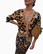 Never Fully Dressed Heart Leo Cardigan in Brown with pastel blue heart detail