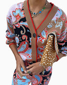 Never Fully Dressed Martha Cardigan in Multi V-neck and button detail